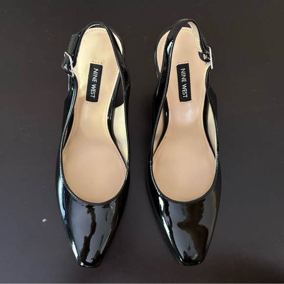 None West, Black Patent leather sling back pumps size 8. Brand new. Never worn. - Picture 6 of 7